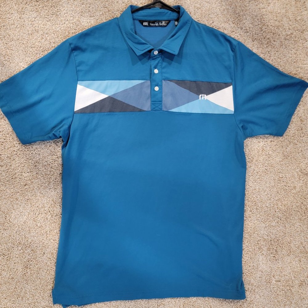 TravisMathews short sleeve blue polo